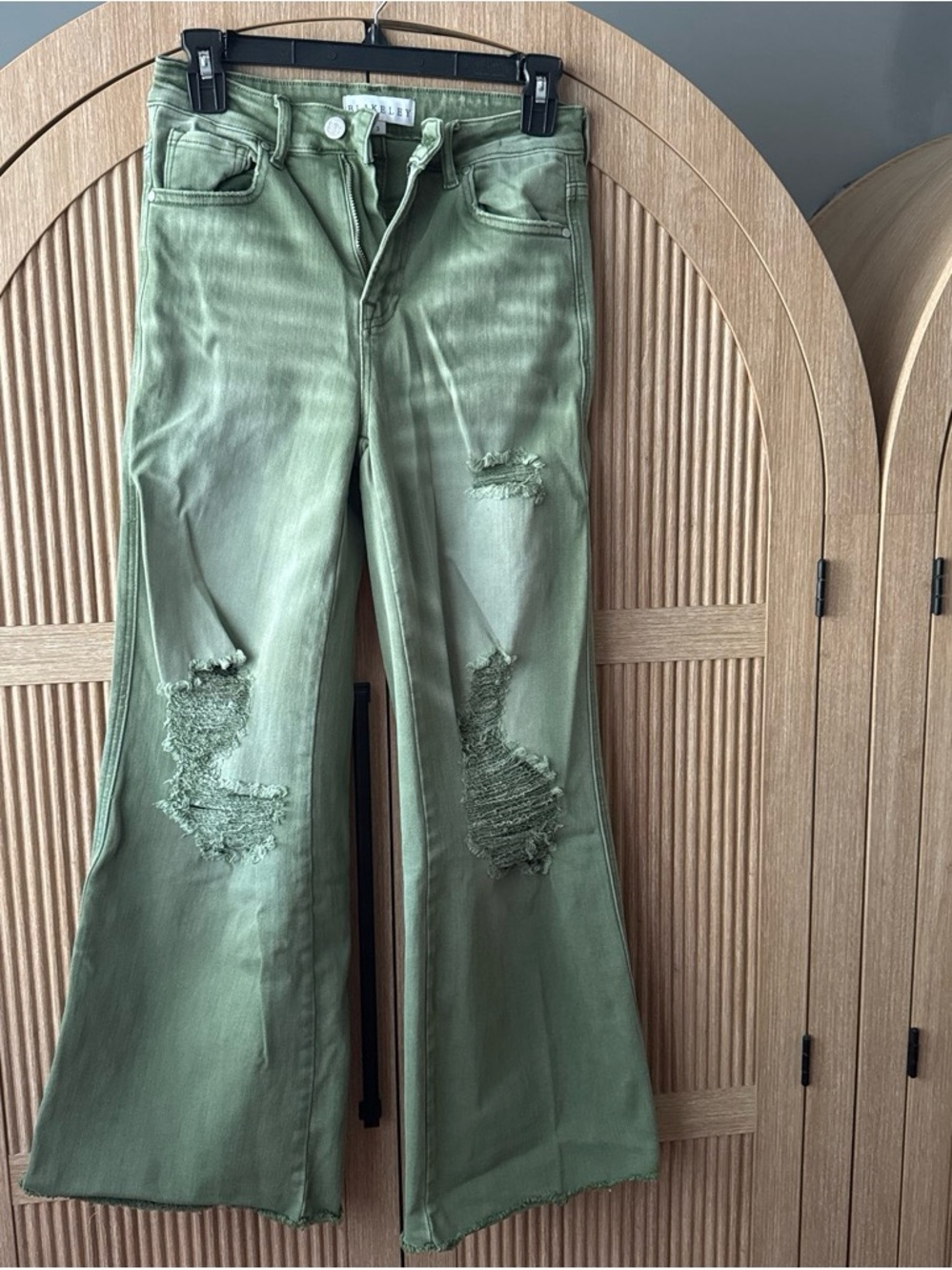 Green Distressed Flared Women's Jeans - Brand:Blakeley